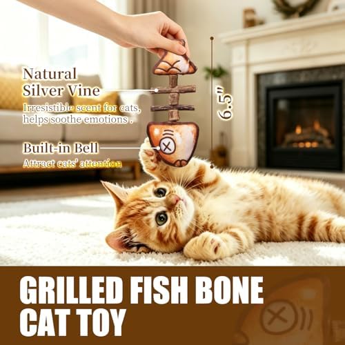 Cat Toys Set, Catnip Fish Toy, silvervine cat chew Stick, Colorful Spring cat Toys, Interactive cat Toys for Indoor Cats, Kitten Teething Toys, cat Enrichment Toys, cat Boredom Toys