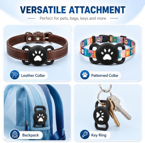 GPS Tracker Real-Time Location,Compatible with Apple Find My, Ultra-Slim Reliable Performance,IP68 Waterproof Silicone Protective Case,Used for Cat and Dog Collar(Black)
