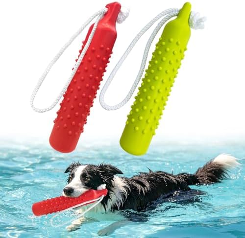 BINGPET Dog Float Bumper Toy 2 Pack,10.8" Lightweight Bumper for Water Fetch Outdoor,Floating Dog Water Toys for Medium Large Dogs,Fetch Rope Pet Toy Dock Diving Retrieving Dummy for Pool/Beach/Lake