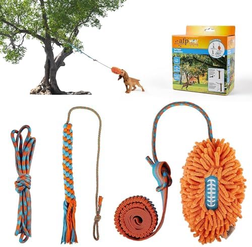 ALL FOR PAWS Dog Bungee Tug Toy, Outdoor Hanging Bungee from Tree for Chase & Tug Fun, Interactive Tug-of-War Toy for Small and Medium Dogs, Bungee Cord with Dog Rope Toy & Soft Chew Toy