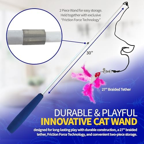 PET FIT for Life 2 Fish Feather Wand CAT Toy