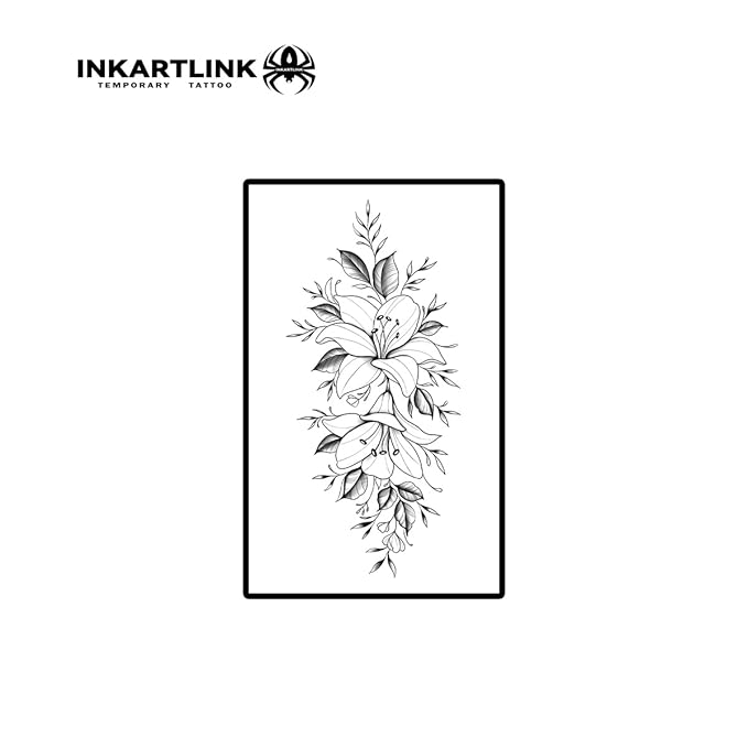 INKARTLINK Semi Permanent Tattoo, 15-day Temporary Tattoo, Flower Tattoo for Women, Waterproof and Anti-reflective, Exquisite Packaging, Unique Design (Flowers 7)