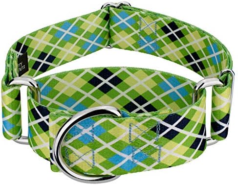 Country Brook Petz - HossFit Jr Wide Martingale Dog Collar - Plaid and Argyle Collection Featuring Charming Designs (Margarita Argyle, Medium)