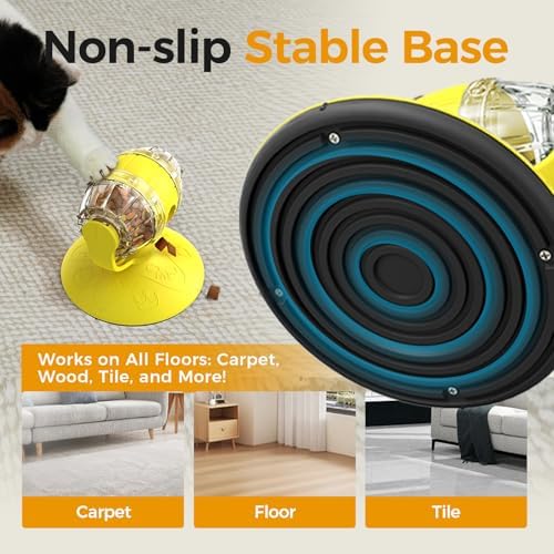Cats Slow Feeder 4.6" High Cat & Dog Dry Food Dispenser Toy with Wine Barrel Spinner, Treat Dispenser for Boredom & Anxiety Relief, IQ Training for Small/Medium Pets (Yellow)