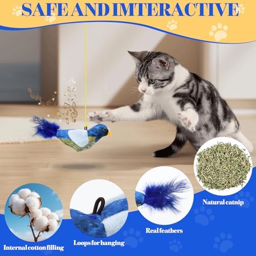 Cat Toys Interactive,3 Pcs Kitten Hanging Toys for Indoor Cats,Flying Bird Toy,Door Frame Cat String Toy for Bored Indoor Adult Cats