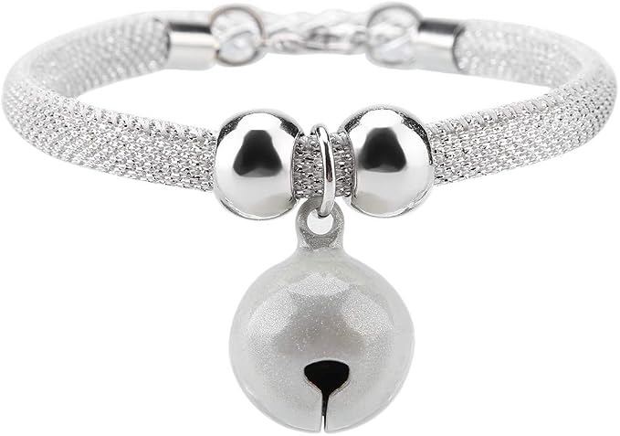 Japanese White Cat Collar with Bell, Adjustable Kitty Kitten Necktie Nylon Necklace Grooming Accessories for Wedding Party Birthdays Photoshoot