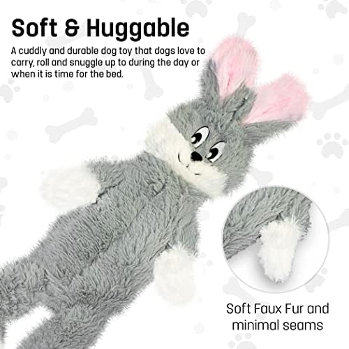 FGA MARKETPLACE Monkey-Grey Rabbit Flat NO Stuffing NO Squeak Plush Dog Toy, Funny Style Will Entertain Your Pet for Hours, Recommended for Small and Medium Dog 21 INCH Long