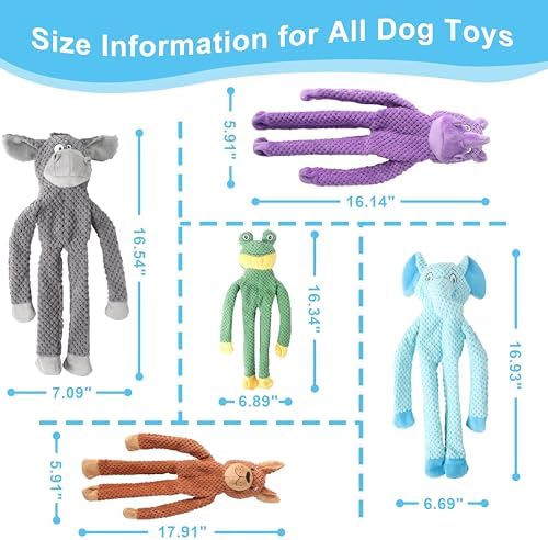 Dog Squeak Toys for Small, Medium, Large Dogs, Durable Chew Toy for Teething and Chewing, Tough Interactive Puppy Toy, 5-Pack, for Dogs