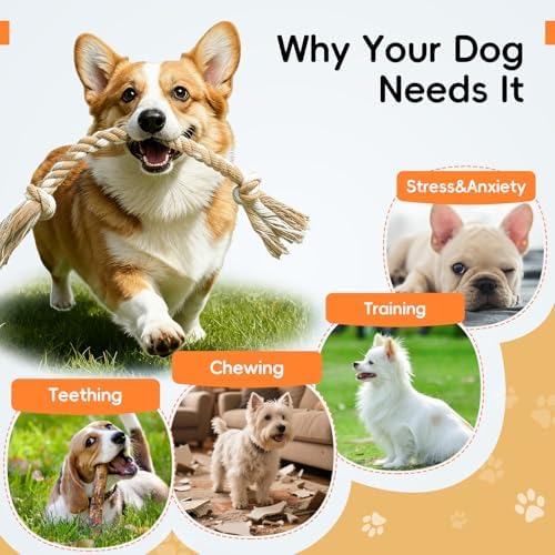 wodoca [4 Pack] Dog Rope Toys, Puppy Teething Duty Cotton Knot Chew Rope for Small Medium Dogs, Interactive Tug of War Dog Toys for Boredom, Teeth Cleaning
