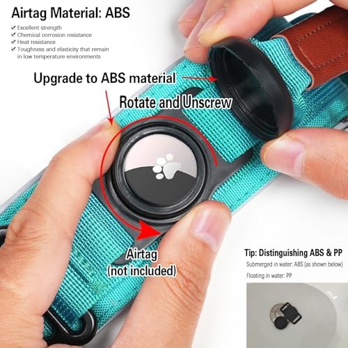 2" Tactical Dog Collar with Airtag Holder & Handle for Large Dogs (Teal)