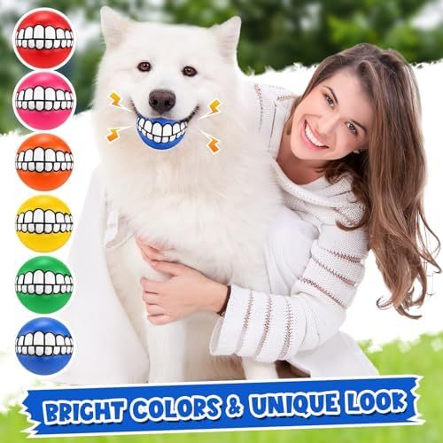 Foilswirl 24 Pcs Dog Squeaky Tennis Balls Bulk 2.95 Inch Interactive Pet Toy Ball Dog Chewing Toy for Large Medium Small Puppy Training and Practice Pet
