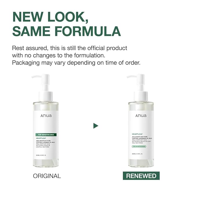 ANUA Heartleaf Pore Cleansing Oil MILD, Sensitive Skin Face Wash, Oil Cleanser for Face, Makeup Blackhead Remover, Korean Skin Care, Non-Comedogenic, Fragrance Free (6.76 fl oz) (Pack of 2)