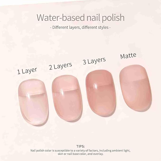 NovaCharm Sheer Nail Polish Nude - Fast Drying Neutral Nail Polish Quick Dry - Long lasting Jelly Nail Varnish High Coverage - Water Based Natural Nail Gel No Required UV/LED Lamp