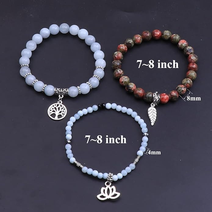 UEUC Tree of Life Yoga Healing Stone Bracelets,Multilayer Lotus Chakra Stone Reiki Bracelet Sets,Anxiety Crystal Natural Stone,for Women Stress Relief