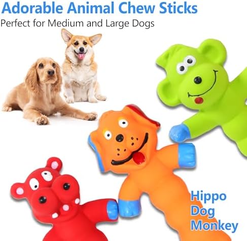 Dog Squeaky Toys Interactive Dog Toys - 3 Pack Rubber Chew Toys for Indoor Dogs to Chase, Fetch and Exercise, Medium & Large Dogs Toys for Boredom Relief
