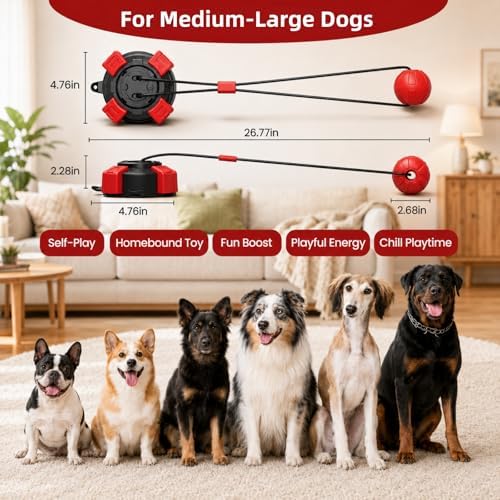 Interactive Suction Cup Tug of War Dog Pull Toys for Medium and Large Dogs, Chew & Puppy Teething Puzzle Toy Ball, Mental Enrichment Toy for Aggressive Chewers to Keeps Dogs Busy