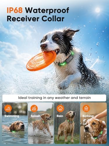 Dog Shock Collar with 3300FT Remote, IP68 Waterproof, 3 Training Modes