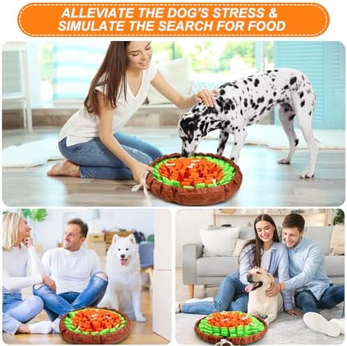 SZEE Snuffle Mat for Dogs, Adjustable Sniffing Mat for Smell Training and Slow Eating, Dog Snuffle Pad for Mental Stimulation and Enrichment, Interactive Toys for Pets (Orange and Green)