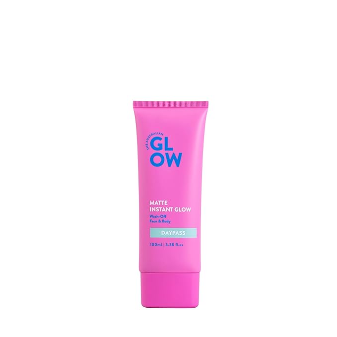 Australian Glow Matte Instant Glow Daypass| 24-hour tan, wash-off, face and body, cruelty-free, vegan, organic ingredients - 3.38 fl.oz., Pink
