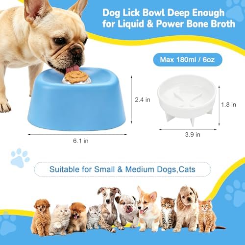 Slow Feeder Dog Bowls for Liquid Treat Wet Food Blue