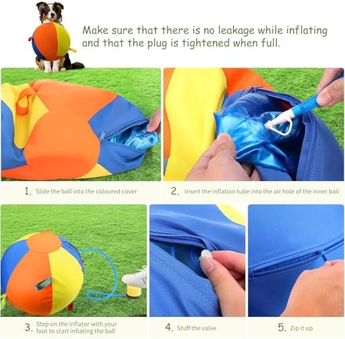 Herding Ball for Dogs,18 Inch Calming Jumbo Ball for Dogs,Durable Tear-Resistant Inflatable Big Ball with Pump,Durable Training Ball for Australian Shepherd, Border Collie, Large Breed