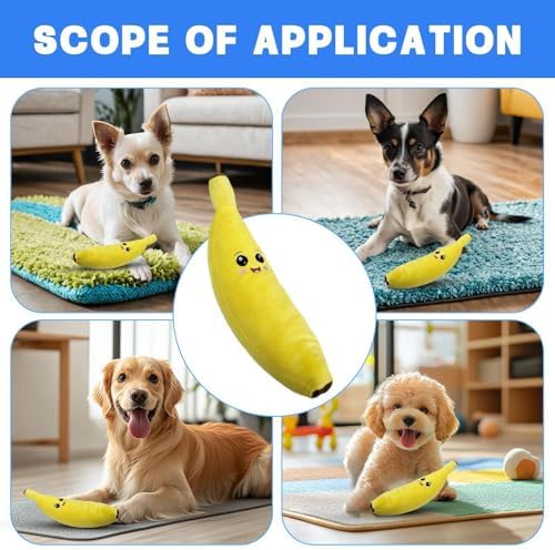 Plush Banana Dog Toy-Squeaky Soft Cotton Chew,Interactive Puppy Play Toy