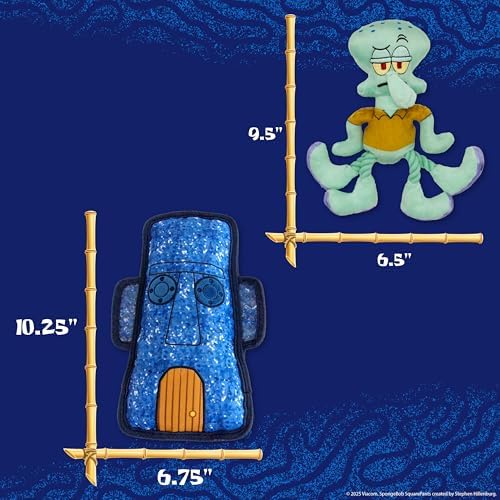 SpongeBob SquarePants, Squeaky Plush Dog Toys, Squidward & Tiki, 2-Pack