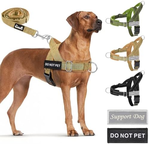 Lukovee No Pull Dog Harness and Leash Set, Soft Padded for Large Medium Dog