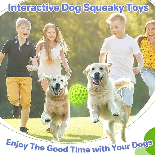 DISSKNIC Indestructible Squeaky Dog Balls, Interactive Dog Toys for Aggressive Chewers Large Breed for Relieving Anxiety, Dog Chew Toys Balls for Aggressive Chewers, Outdoor Dog Toys Dog Water Toys