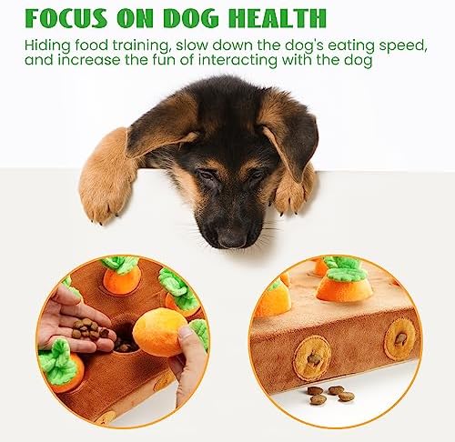 Nocciola Carrot Puzzle Dog Toys, 12PC Squeaky Carrots & Farm Snuffle Mat for Hide and Seek Snuffle Toys for Small and Medium Dogs, Carrot Patch Dog Toy to Keep Them Busy