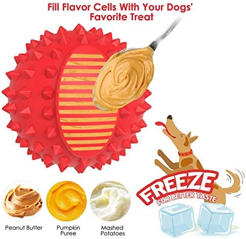 petizer Indestructible 4inch Squeaky Red Dog Balls for Aggressive Chewers, Relieve Anxiety, Interactive Dog Toy, Floatable Rubber Ball for Large Dogs, Indoor, Outdoor, Waterproof