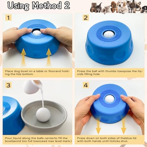 Slow Feeder Lick Bowl for Liquid Dog Treats- Lick Toy for Bone Broth, Rolling Ball Dog Lick Bowl with pet Anti Slip Pads and Cleaning Brushes, Suit for Large Medium Small Dogs&Post-Op