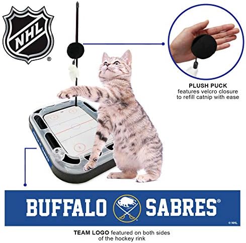 Pets First 5-in-1 NHL Buffalo Sabres Hockey Field Cat Scratcher Toy with Interactive Cat Ball Bell