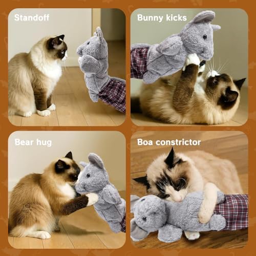 oyeftp Cat Wrestling Glove, Interactive Cat Toys for Fun Play, Thickened & Safe & Soft Cat Wrestling Glove Hand Puppets with Cats Teaser and Bell for Indoor Cats Exercise & Mental Stimulation