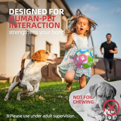 QDAN 6 Inch Dog Toy, Durable Dog Soccer Balls with Straps to Keep Them Busy