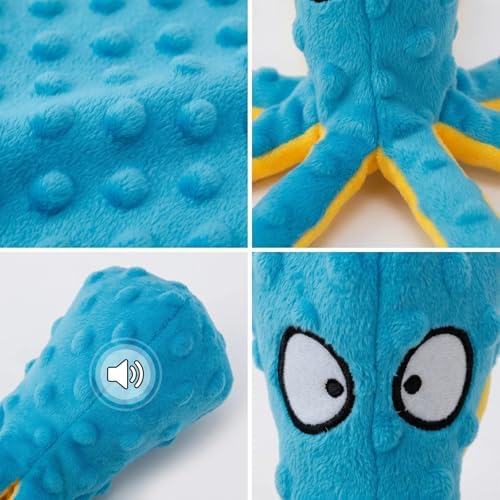 Squeaky Dog Toys, 2PCS Crinkle Octopus No Stuffing Plush Dog Toys