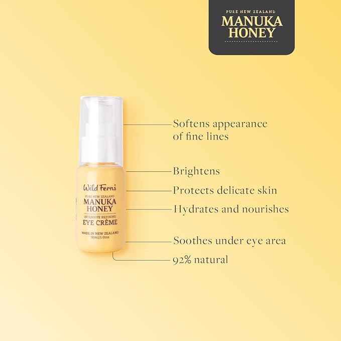 Wild Ferns Manuka Honey Intensive Refining Eye Crème, 92% Natural, 30 milliliters