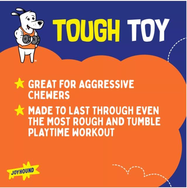Joyhound Rip Roarin' Tough Football Dog Toy - Super Squeaker - Aggressive Chewers