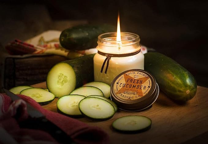 Fresh Cucumber 8 Oz Scented Soy Aromatherapy Candle w/Jar
