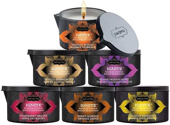 Kama Sutra Ignite Massage Candle Vanilla Sandalwood, 6 Ounce
