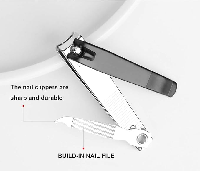 Large Nail Clippers Set,2 Pcs Premium Stainless Steel Fingernail & Toenail Clippers Curved Blade with Sharp and Sturdy Blade