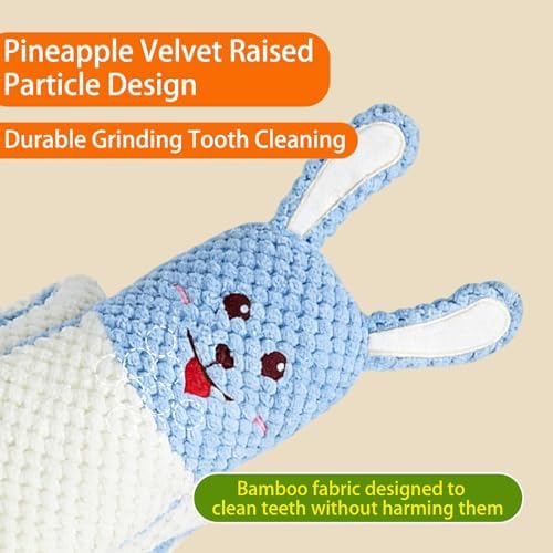 Plush Dog Toys, Long Foldable Squeaky Chew Pet Toys (White Rabbit)