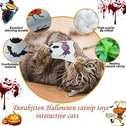 Catnip Toys Interactive Cat 5PCS Cats Chew Plush Ghost Toys & Pet Stuffed Nip Pillow & Kitten Best Kicker Toy Cute and Soft Teething Supplies for Moving Kitty Indoor