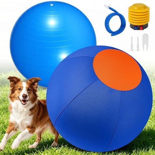 Herding Ball for Dogs Large for Australian Shepherd, Blue-Orange, M