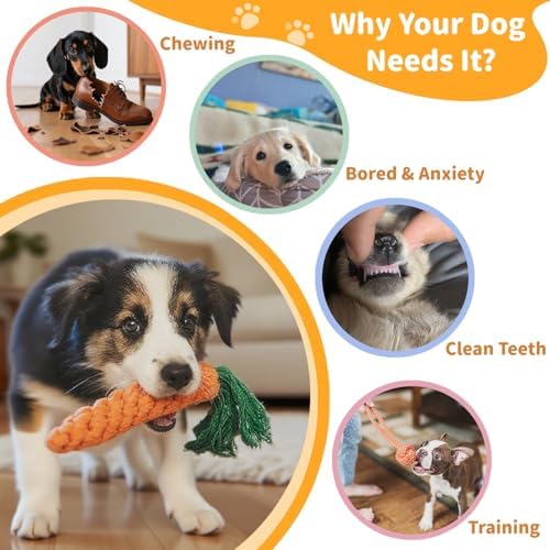 Dog Rope Toy, 8 Pack Cotton Rope Toys for Dogs, Puppy Chew Toys for Teething & Boredom Relief, Tug of War Dog Toy for Small Breed Puppies, Gifts for Dogs