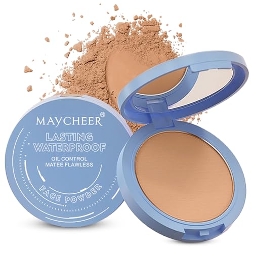 Face Powder, Setting Powder, Lasting Waterproof Oil Absorbing Pressed Powders Compact for Face (06# CAPPUCCINO)