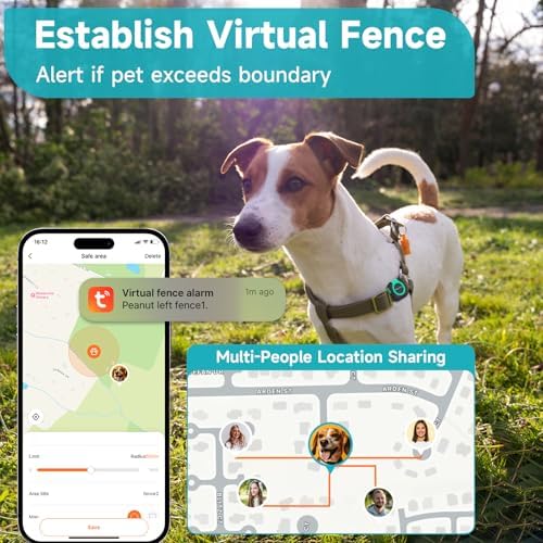 Woyamay GPS Tracker for Dogs & Cats, Real-Time Location & Virtual Fence
