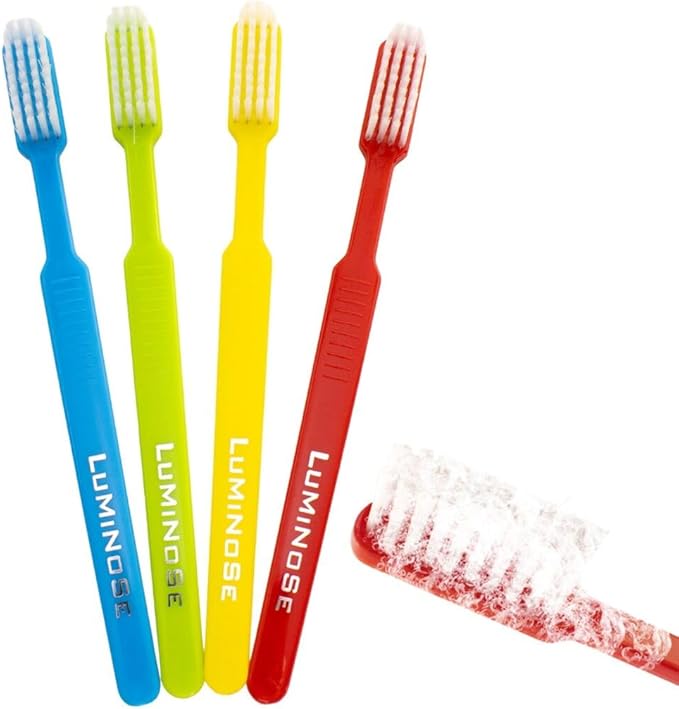 Omnia Disposable Pre-Pasted Toothbrushes | 100 Pcs Individually Wrapped Pre Pasted Toothbrush | Single Use Waterless Tooth Brush for Hotel, Camping, Homeless Gift | Multi Color