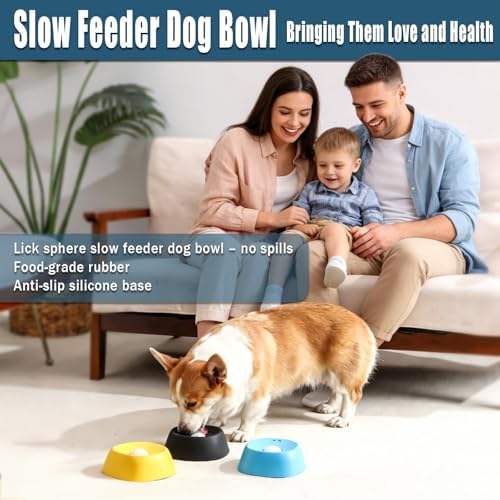 Slow Feeder Dog Lick Bowl with Rolling Ball, Dog Enrichment Toy