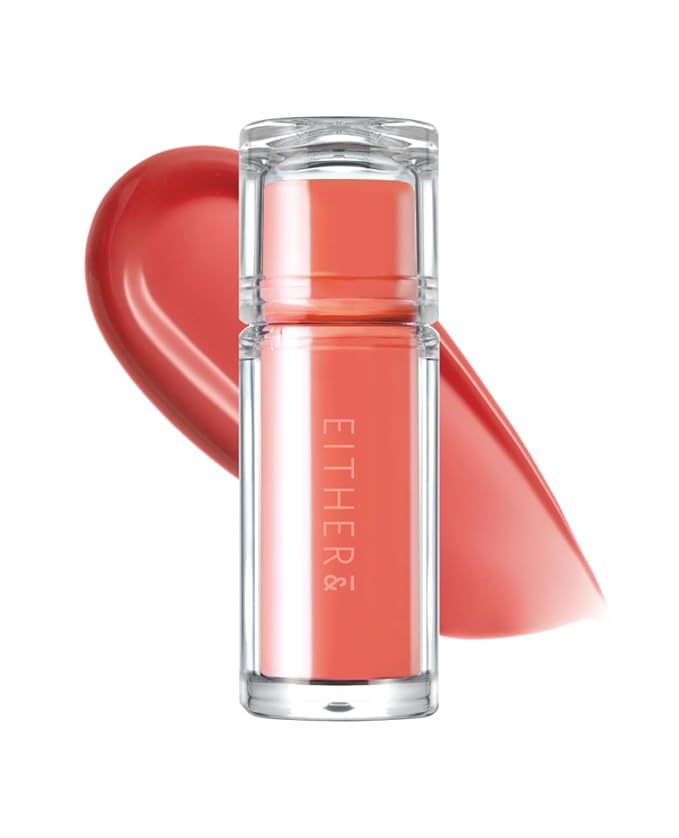 EITHER& Dewy Syrup Tint 03 – Little Bit | Vibrant & Fresh Color Lip Tint, All-Day Juicy Glow, Smudge-Proof, Hydrating, Long-Lasting, Non-Sticky Formula (4.3g)